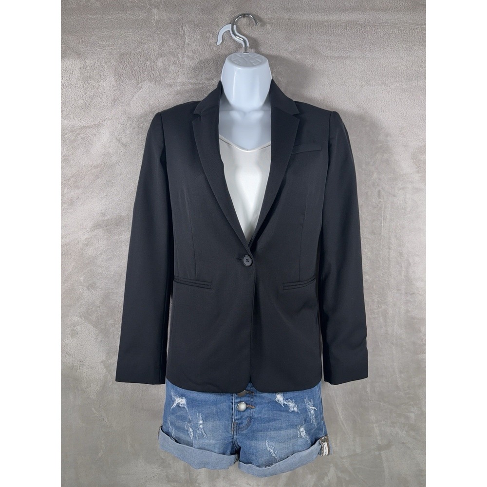 Everlane Blazer Womens Size 00 Black One Button Career Office Jacket Dress